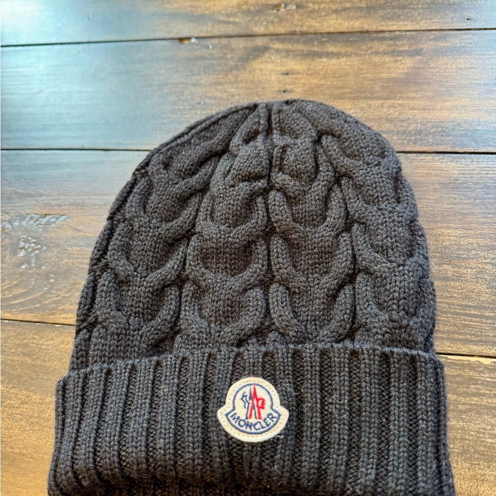 Moncler Dark Gray Cable Knit Beanie